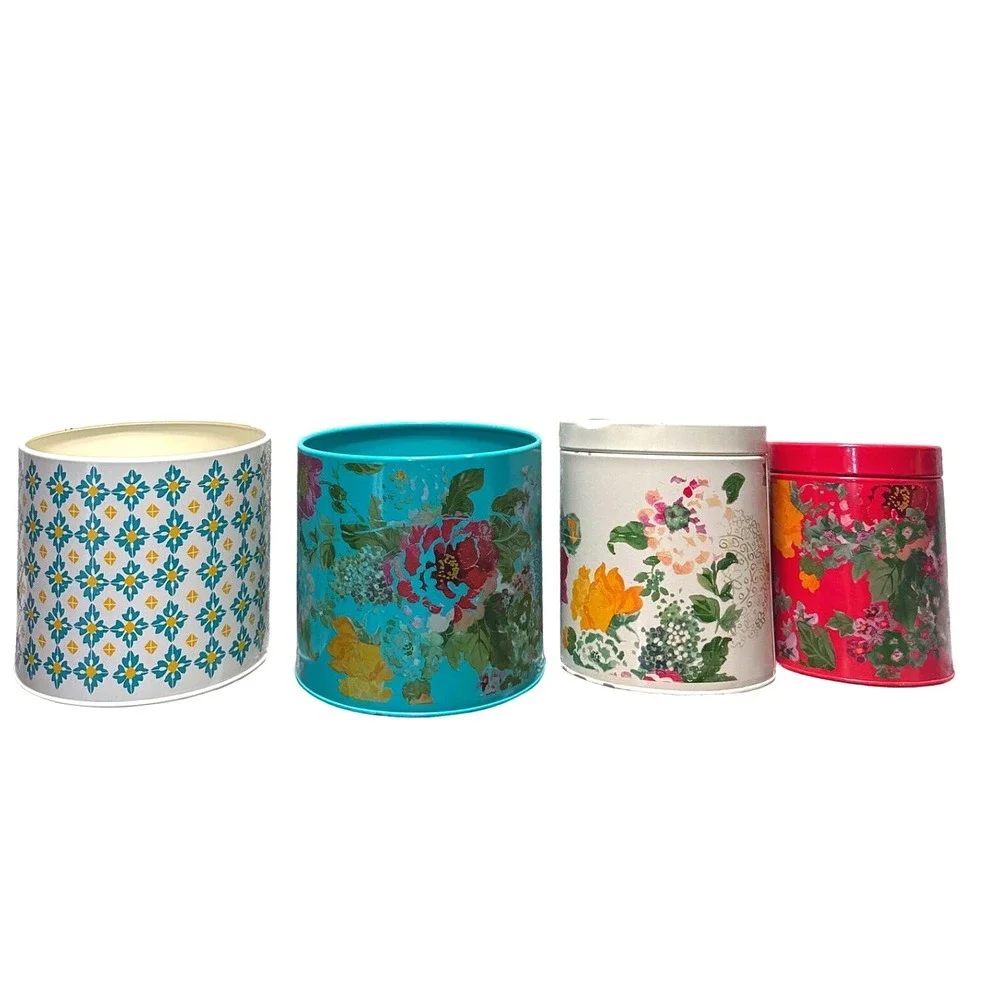 The Pioneer Woman‎ Metal Canisters Set Country Garden & Vintage Geo Floral Tins